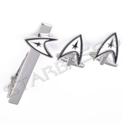 STARFLEET COMMAND KRAWATTENKLAMMER & MANSCHETTENKNÖPFE SET HOCHWERTIG CUFFLINKS