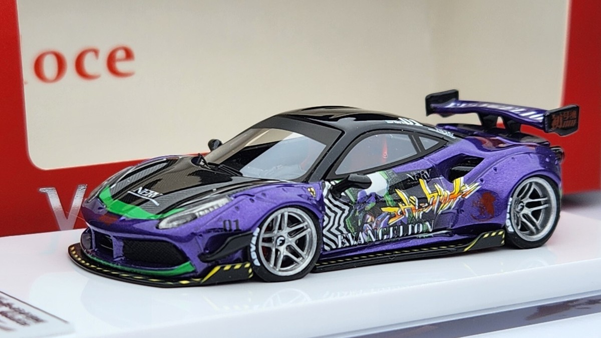 1:64 Veloce Ferrari 488 GTB Evangelion Eva 01 LB Performance Resin