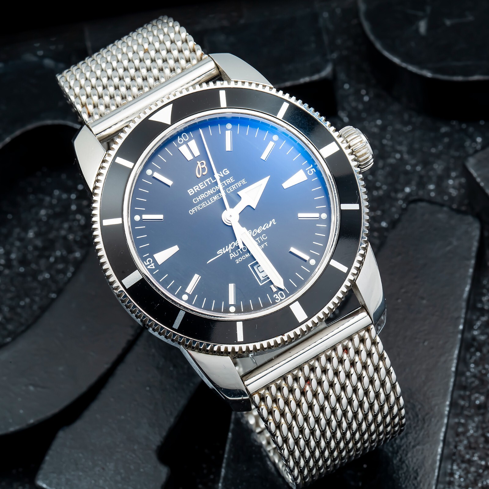 BREITLING Superocean Heritage 2 46mm Black Dial Stainless Steel Watch AB202012 BF74