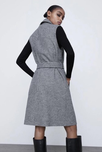 ZARA Women's Belted Houndstooth Waistcoat(White+Black, US M / EUR M) - 第 4/8 張圖片