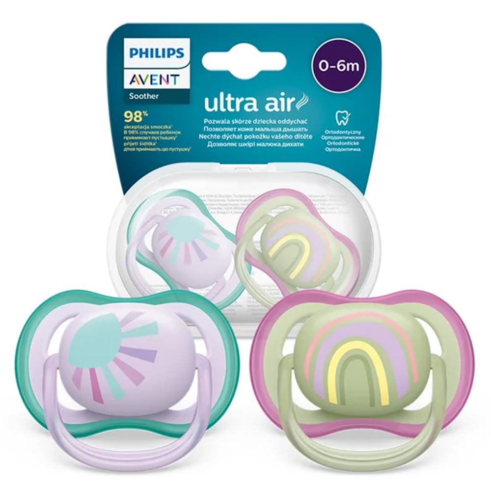 NUOVO ciuccio Philips Avent Ultra Air SCF085 da 2 0 a 6 mesi in silicone senz...