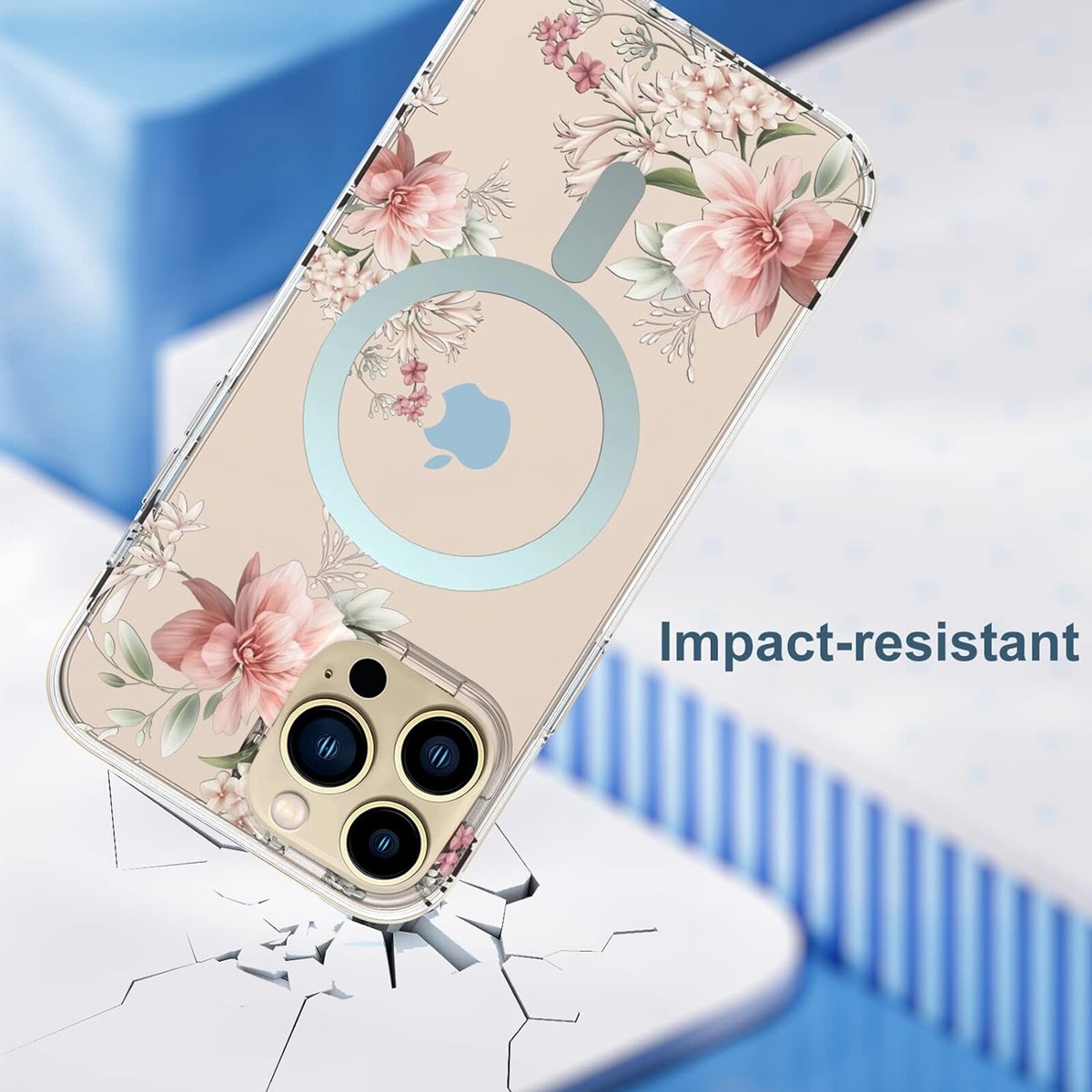 For iPhone 17 Pro Max 15 16 13 Mag Safe Magnetic Clear Flower