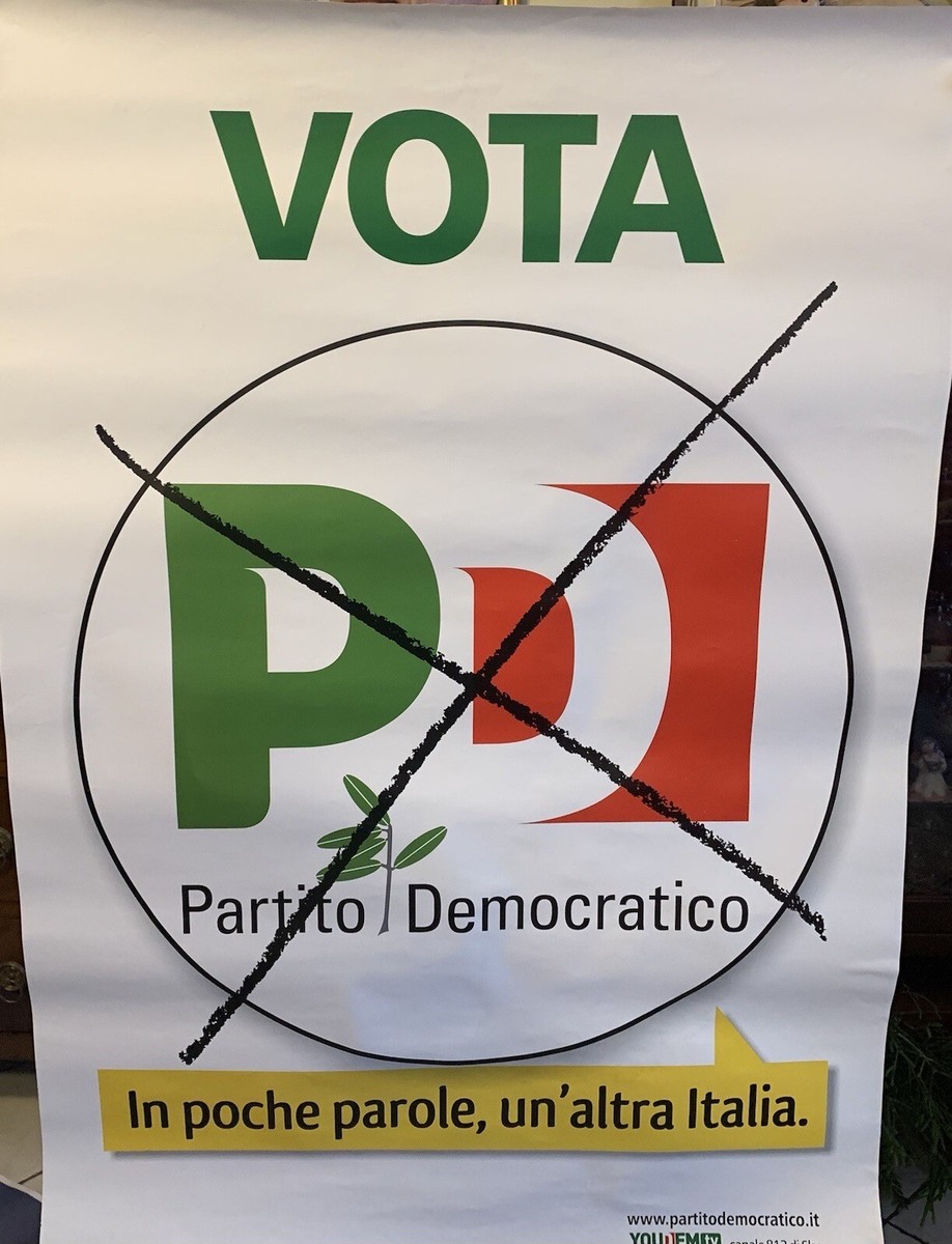 PARTITO DEMOCRATICO ITALIANO MANIFESTO POSTER ORIGINALE