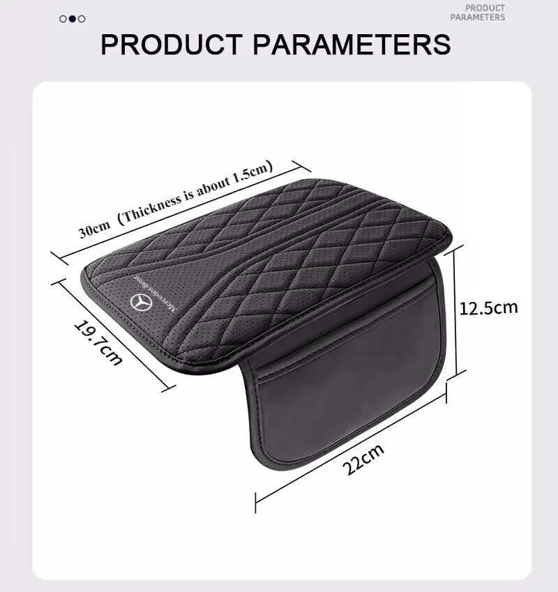 Car Armrest Cushion Cover Center Console Box Pad with Pocket for Mercedes Benz Foto 2 de 4