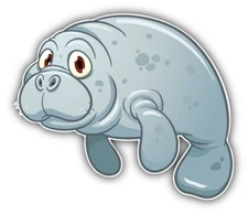 Cute Cartoon Manatee Car Bumper Sticker Decal