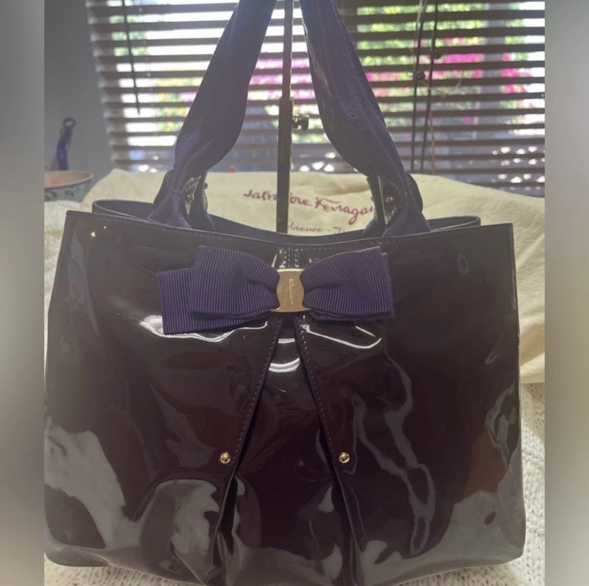 Salvatore ferragamo store purple bag