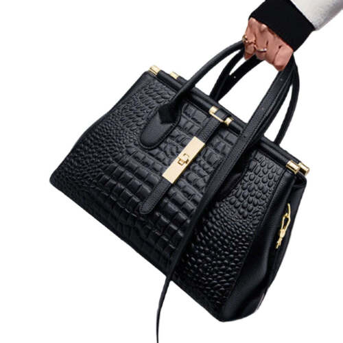 Crocodile Pattern Leather Handbag Double Handle Work Office Fashion