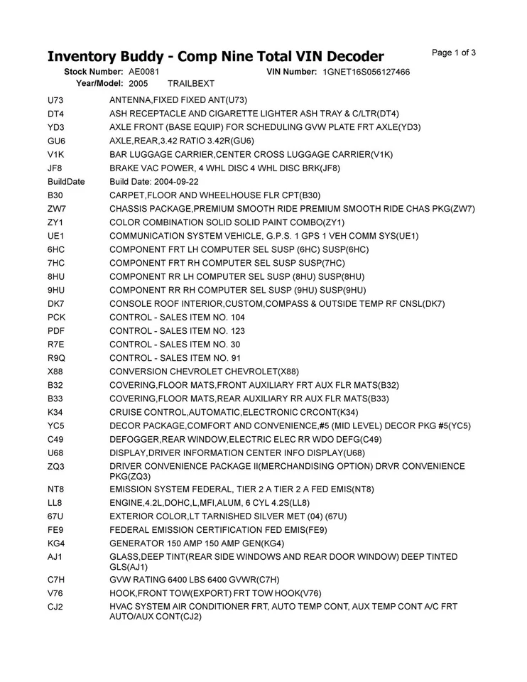 Chevrolet Trailblazer EXT 2005 conjunto de transmisión automática 4,2 L 166 k millas Foto 2 de 4
