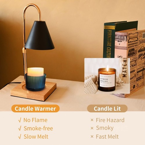 Aromatherapy Melting Wax Lamp Adjustable Height Night Light with Timer & Dimmer - Picture 6 of 8