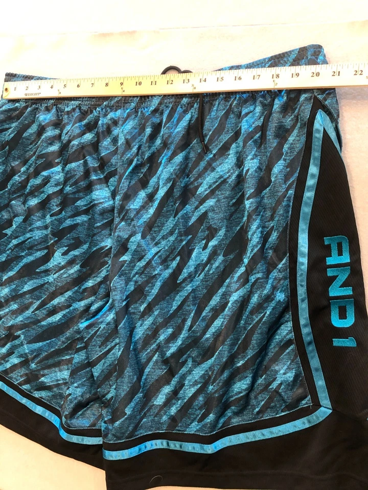 Pantalones cortos de baloncesto And1 para hombre 3XL verde azulado negro estampado cintura elástica ropa deportiva Foto 4 de 4