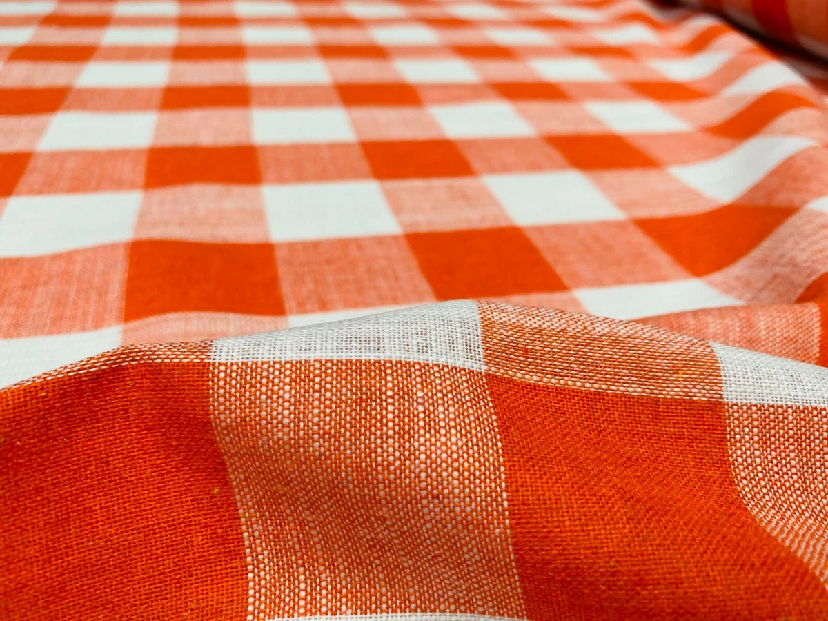 Orange check fabric deals