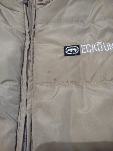 Vintage Ecko Unltd Unlimited Men's Medium Puffer Vest Tan/Orange Y2K Rhino Logo - Picture 10 of 15