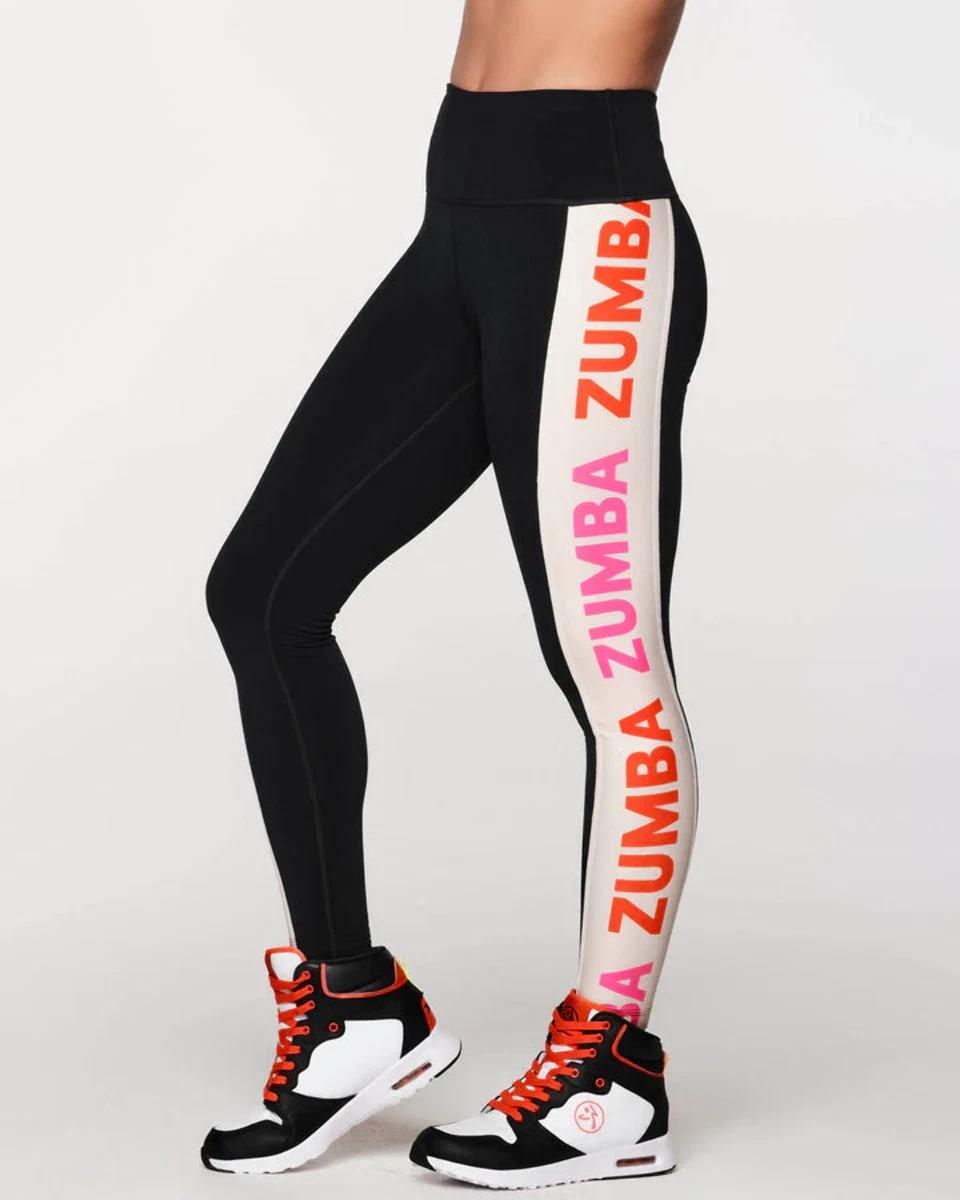 Zumba Forever High Waisted Panel Ankle Leggings - Bold Black