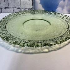 Fire And Light Moonstone Platter 14" Green  Recycled Art Glass