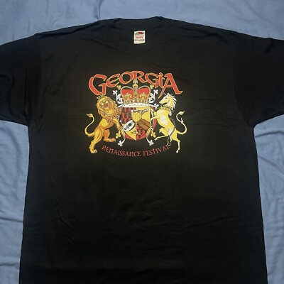 New Vintage GEORGIA RENAISSANCE FESTIVAL T-Shirt 2XL Ren Faire Lion Horse Ale
