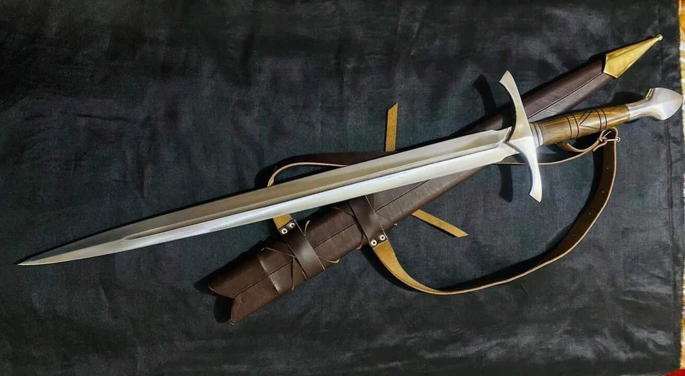 Espada Medieval Hecha a Mano 37" D2 Hoja de Acero Espada Vikinga Larp | Vaina de Cuero Foto 4 de 4