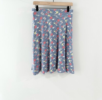 Boden Elastic Waist Knit Floral Skirt Blue Size 4 Long