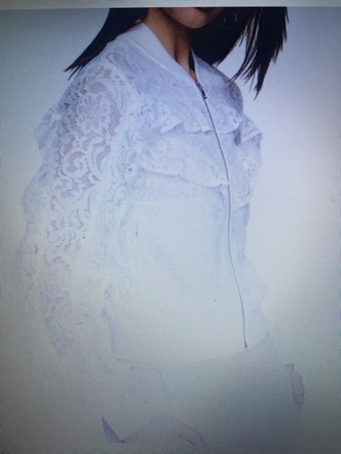 BCBG Max Azria Bomber Nova Zipper-Front Power Floral Lace Blouse Jacket XS - Picture 6 of 7