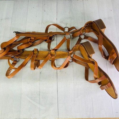 Sixty Seven Tan Leather Knee High Gladiator Zip Back Spain Sandals Sz 40 US 9.5 - Picture 5 of 12