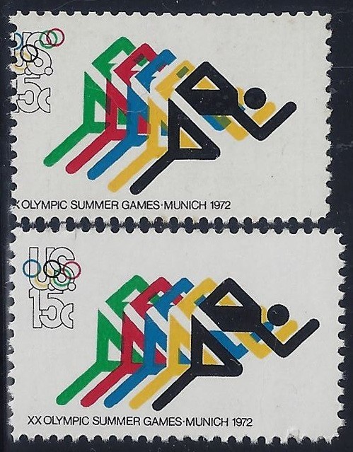 1462 Multiple Error / EFO Color Shift & Misperf Olympics "Running Downhill" MNH