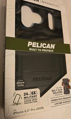 Pelican Voyager Black with Belt Clip for Iphone 17 Pro 6.3 w/ MagSafe