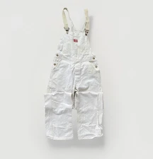 Vtg Dickies Dungarees Distressed 30x32 White Bib Overalls Work Painter Carpenter