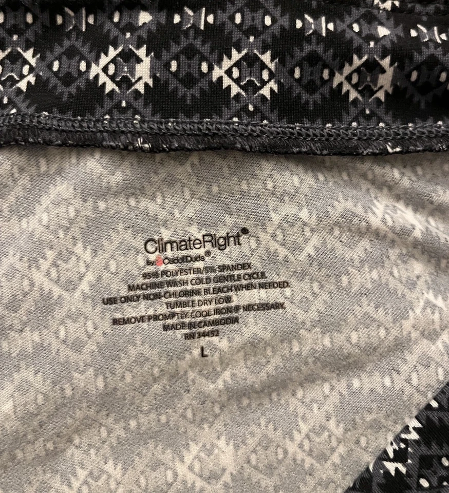 Conjunto de pijama Cudd’l Duds Climate Right negro/gris para mujer talla L Foto 3 de 3