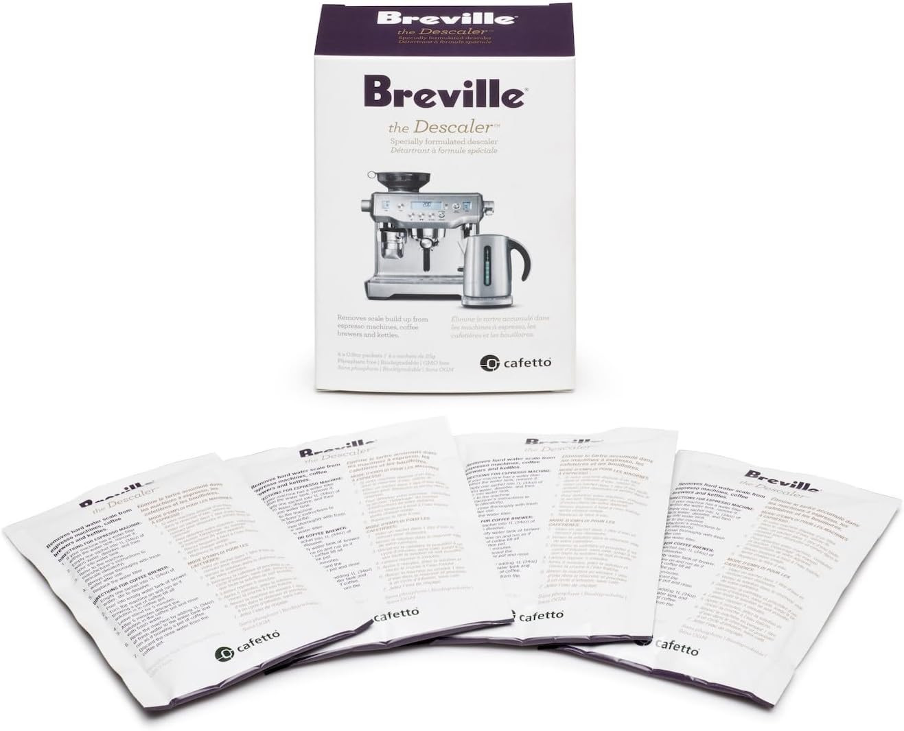 Breville BES007 Espresso Machine Descaler for Breville Models, 4 Pack