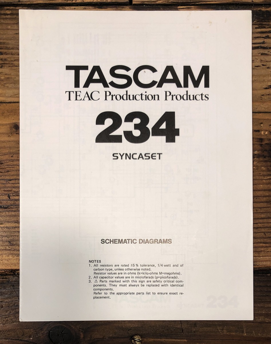 Teac / Tascam Model 234 Cassette Fold Out Schematic *Original*