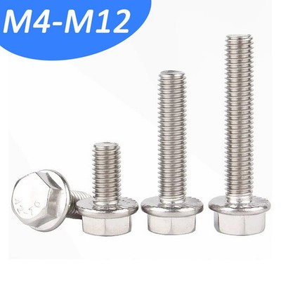 304 316 Stainless Steel Hex Flange Bolts Metric Hexagon Flange Screws DIN 6921