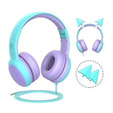 Kids Headphones Wired Cat Ear Volume Limited Foldable Over Ear Boys Girls