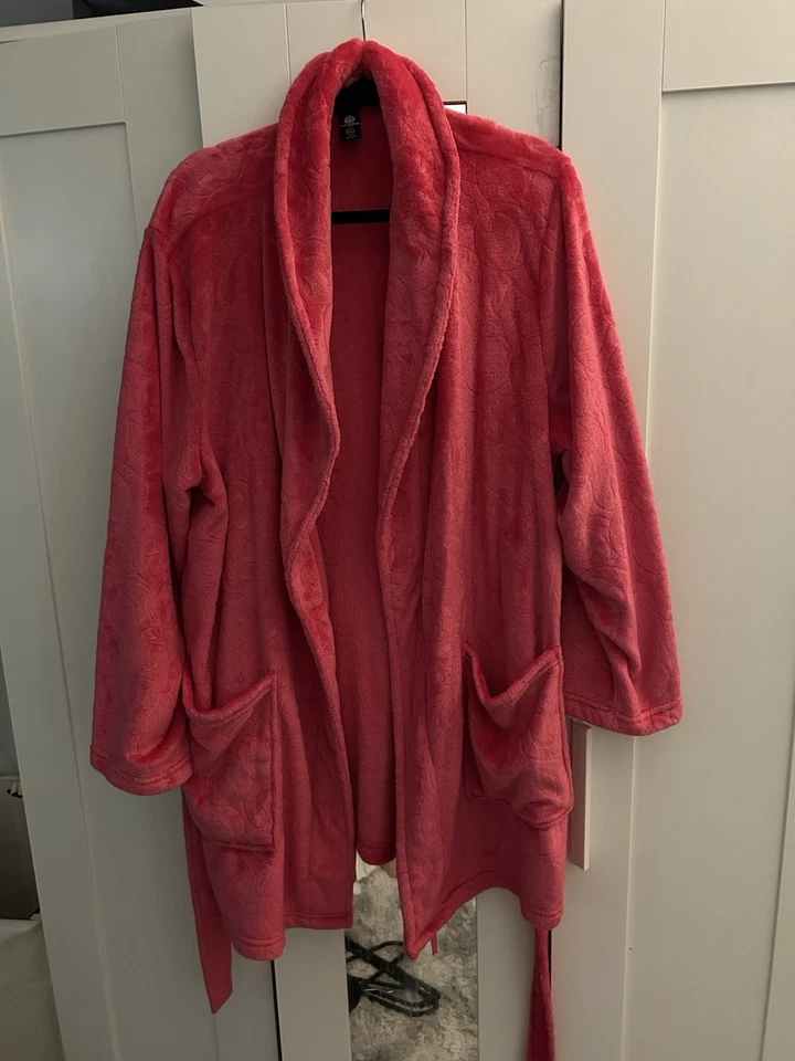 Joe Boxer Mujer Rosa Bata Talla Grande Manga Larga Bolsillos Suave Acogedor Foto 2 de 3