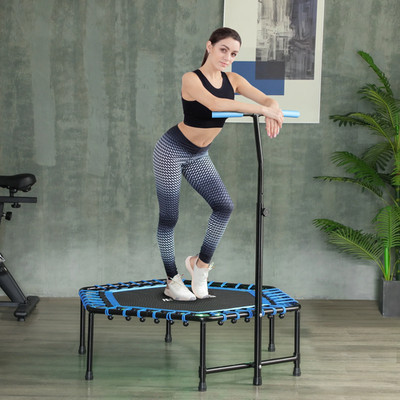 45'' Mini Trampoline Rebounder Adults LED Lights Adjustable Handle Quiet Bungee