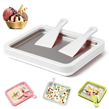 At-Home Rolled Ice Cream Maker Kit, Instant Freeze Plate with 2 Scrapers