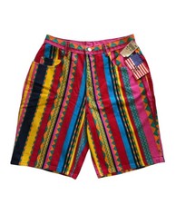 NWT Vintage MDM Designs Colorful Stripe Denim Shorts Pants Women's Sz 30/16 Rare