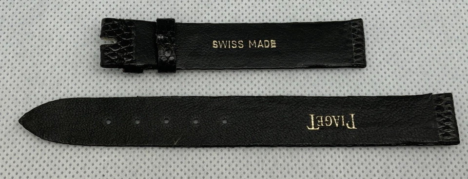 Correa de reloj Piaget 14 mm vestido delgado negro hecho en Suiza OEM AUTÉNTICO (1B) Foto 2 de 4