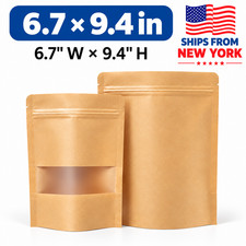 6.7 9.4 Kraft Stand Up Pouches with Window Zipper Coffee Nuts Candy Food Bags