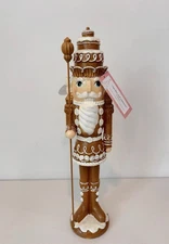 New Cupcakes & Cashmere Neutral Gingerbread Nutcracker Large 20” Brown