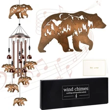 Bear Wind Chimes for Outside - Bear Gifts for Women Men, Memorial Wind Chimes...