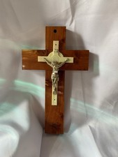 Vintage Wooden Ivory INRI Jesus Christ Catholic 10” Wall Hanging Cross Crucifix