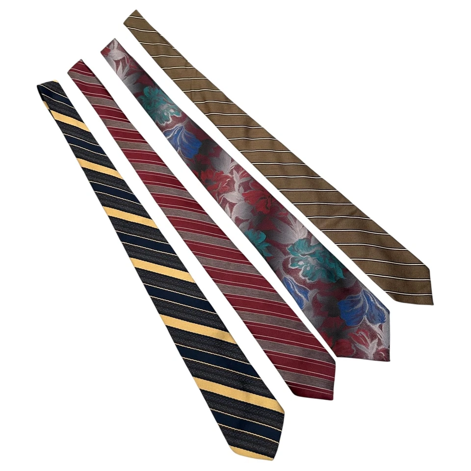 Lote de corbatas vintage para hombre Don Loper botánica 500 Windridge Stafford rayas florales años 90 Foto 2 de 4