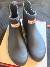 Hunter Original Chelsea Boot Women's US 10 Black Rubber Ankle Pull-On Logo