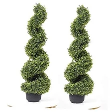 35 Inch Artificial Boxwood Topiary Tree Spiral Plants Fake Faux Plant 35Inchs