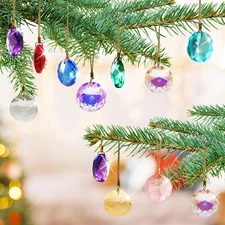 12 Pcs Mini Christmas Tree Ornaments 1.18" Crystal Christmas Ball Ornaments, Mul