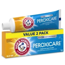ARM & HAMMER Peroxicare Anti-Cavity Fluoride Toothpaste, Clean Mint, 6 oz,2 Pack