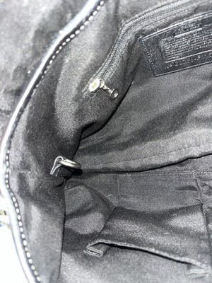 Coach Vintage Black Signature Suede Leather Studded Buckle Hobo