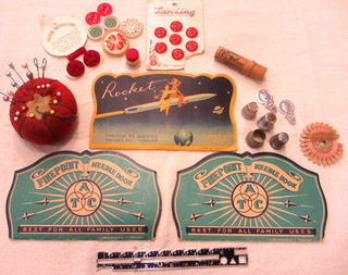 Lot of Sewing Collectibles Needlebooks pin cushion pins thimbles buttons