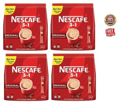 NESCAFE 3 in 1 Blend & Brew Original Instant Coffee 100 sticks (25 X  4 packs )