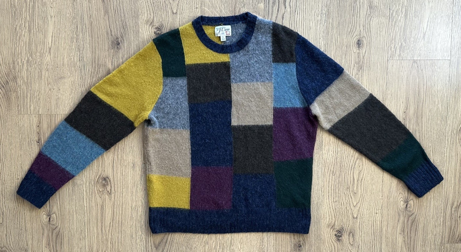 J.Crew - Brushed Wool Patchwork Jumper (L) - image 1