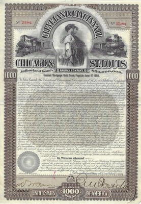 The Cleveland, Cincinnati, Chicago and St. Louis Railway Company, Gold Bond, 1893